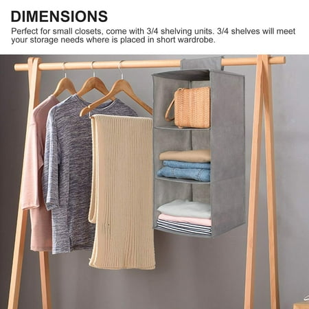 Belts or Bags Hanger Organizador de Armario de 3-5 Niveles Estanter/ía Colgante de Tela Clothes Closet Estante de Tela para Armario- 3Niveles Hanging Bedroom Shelving
